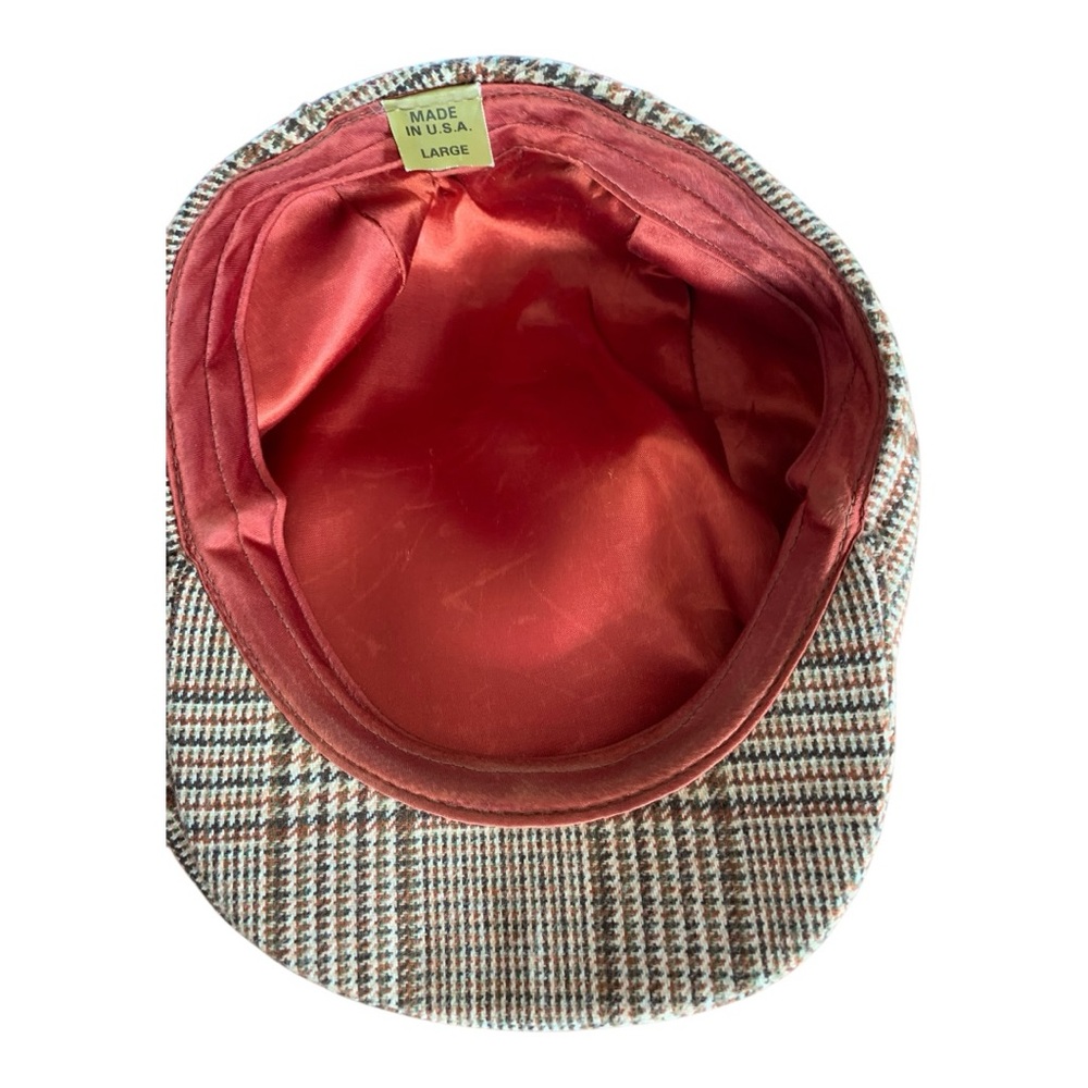 Vintage Classic Brown Plaid Flat Cap Sz L - Picture 5 of 6